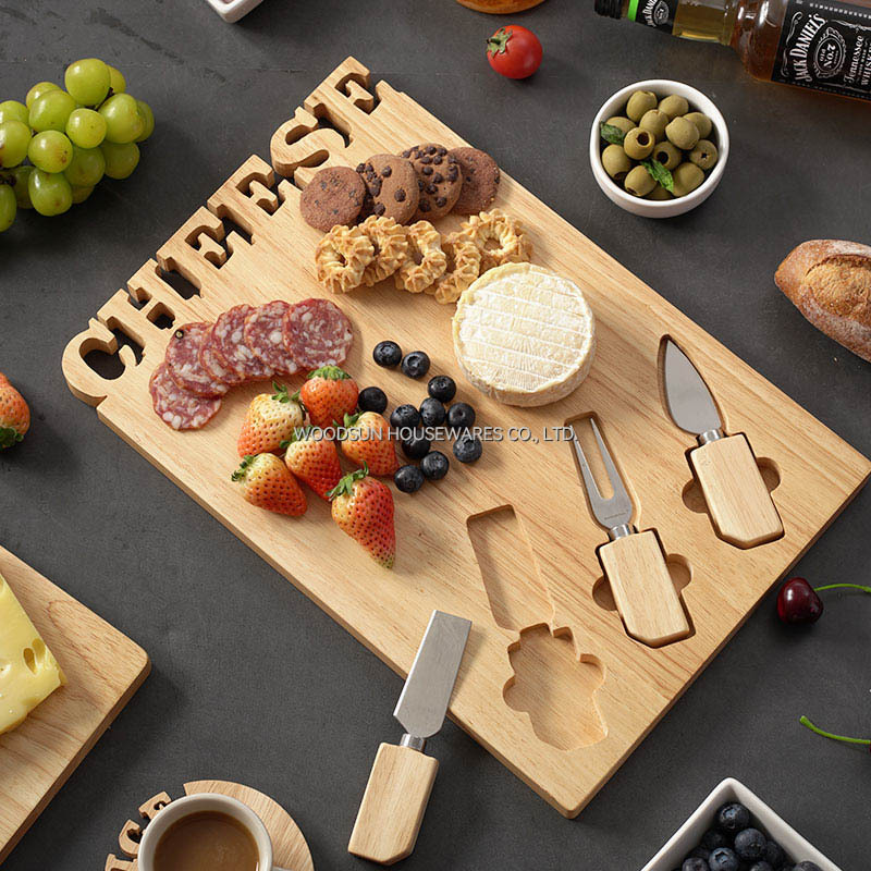 WOODSUN Solid Lettering Cheese Kaasplankje Custom Made Modern Cheese Board Manufacturer