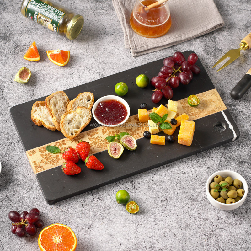 Woodsun Custom Manufacturer Laser Pattern Acacia Marble Wood Cutting Board