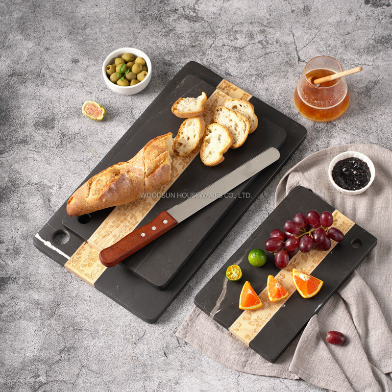 Woodsun Custom Manufacturer Laser Pattern Acacia Marble Wood Cutting Board