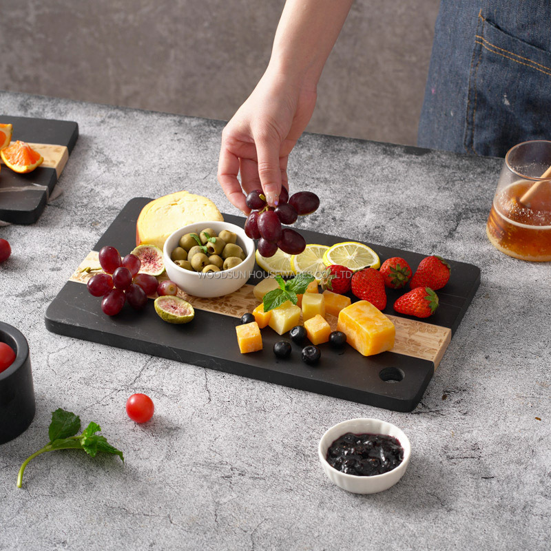 Woodsun Custom Manufacturer Laser Pattern Acacia Marble Wood Cutting Board