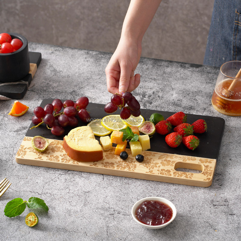 Woodsun Custom Manufacturer Laser Pattern Marble And Wood Cutting Boards