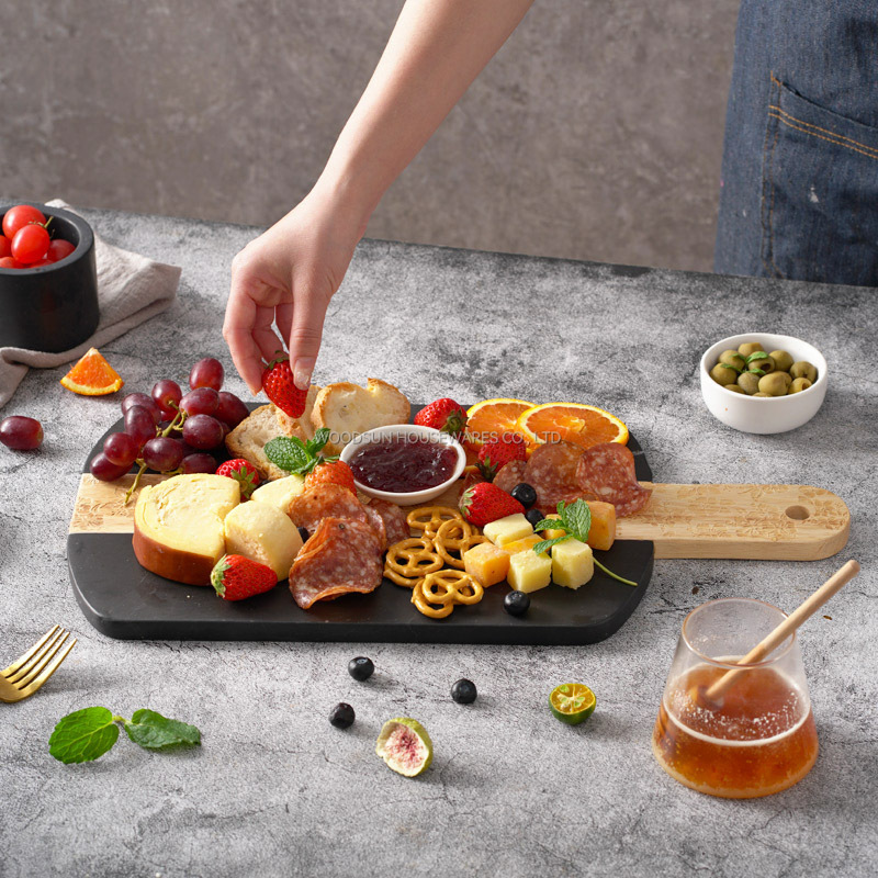 WOODSUN Custom Manufacturer Laser Pattern 2025 Combination Rubber Marble Wood Cutting Board