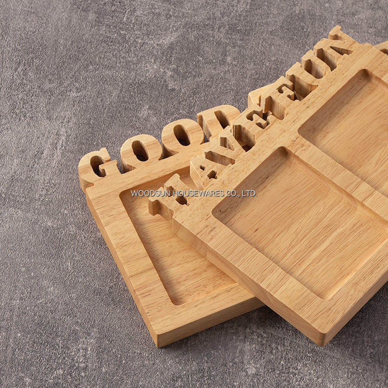 Woodsun Design Solid Lettering Assiette Collation Snackbord Wooden Serving Plates for Restaurants for Christmas