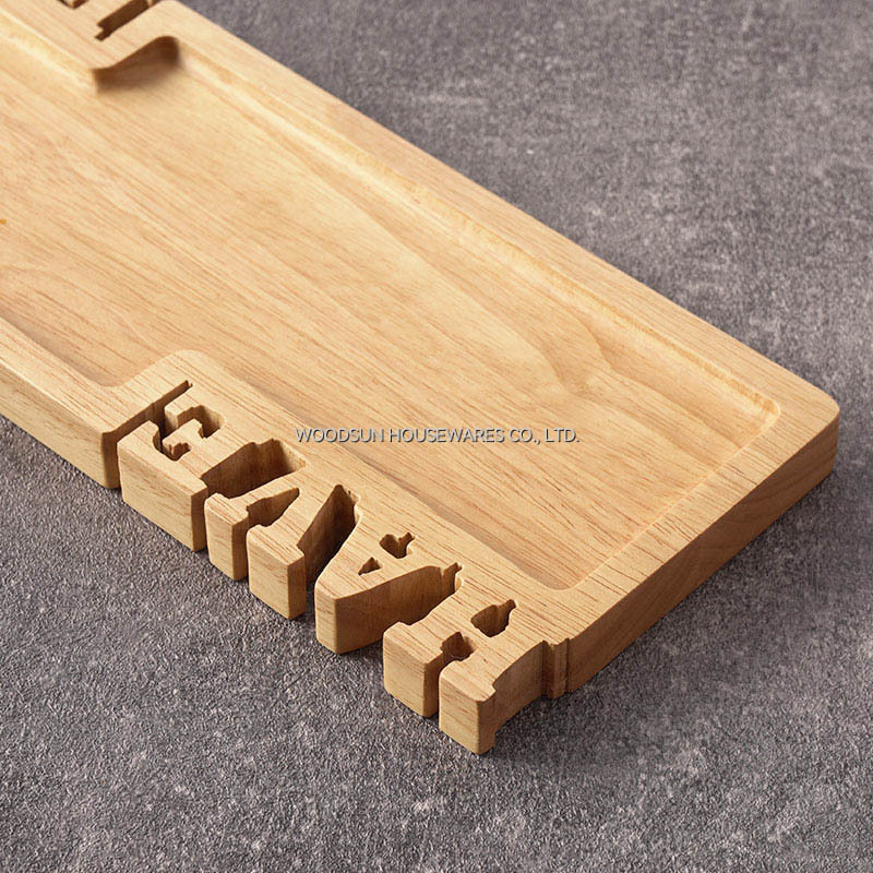 Woodsun Solid Lettering Holzplatten Snacks Teller Piatti Wooden Plates for Restaurants