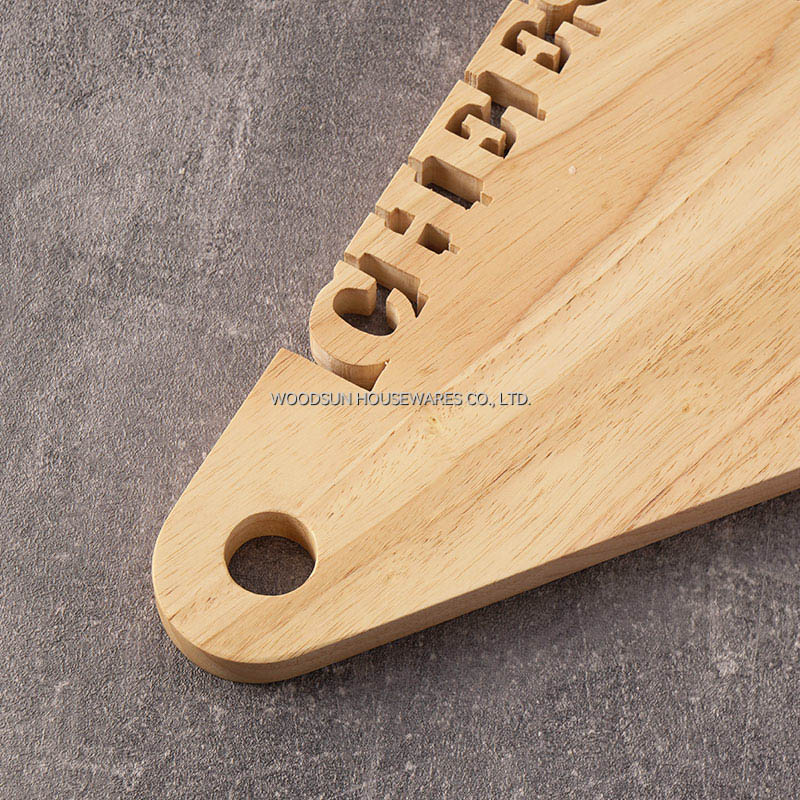 Woodsun Solid Lettering Triangle Rubber Kasebrett Wooden Cheese Board