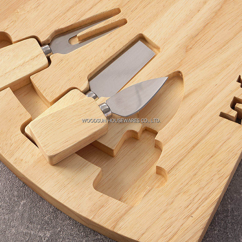 Woodsun Solid Lettering Triangle Rubber Kasebrett Wooden Cheese Board