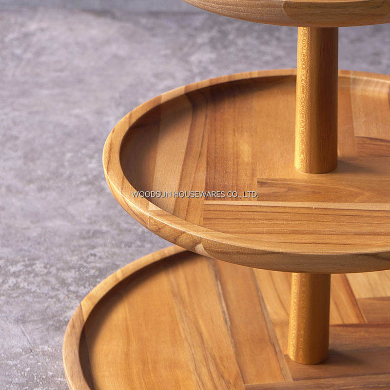 Woodsun Snack Display Wooden Cake Stand Cake Plate