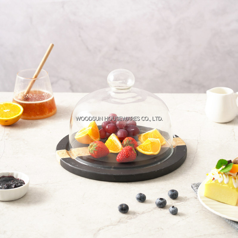 Woodsun Manufacturer Kitchen Party Marble Wood Cheese Charcuterie Board Cheese Dome