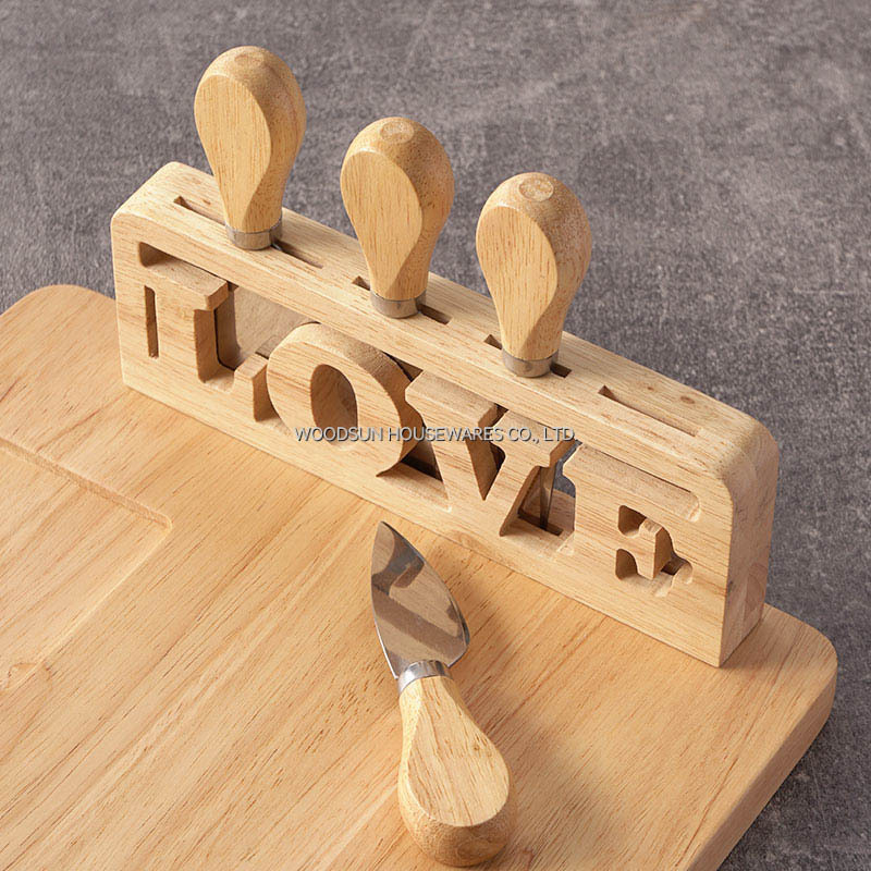 Woodsun Solid Lettering Papan Cheese Board and Knife Set Custom Wood Charcuterie Boards 2025