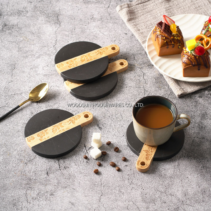 Woodsun 2025 Gift Marble Wood Costom Coasters Mat For Cup