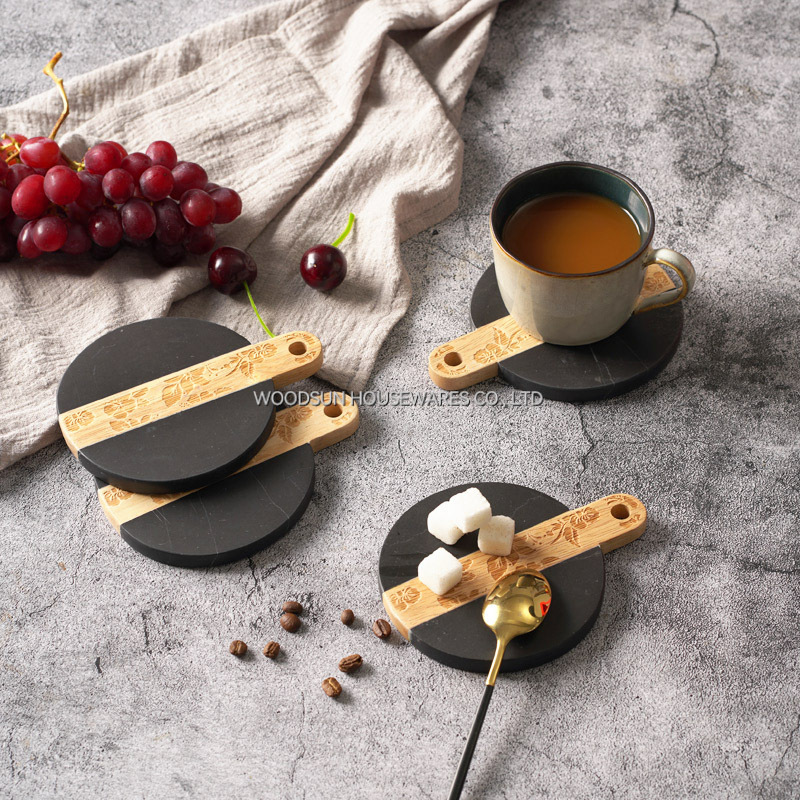 Woodsun 2025 Gift Marble Wood Costom Coasters Mat For Cup