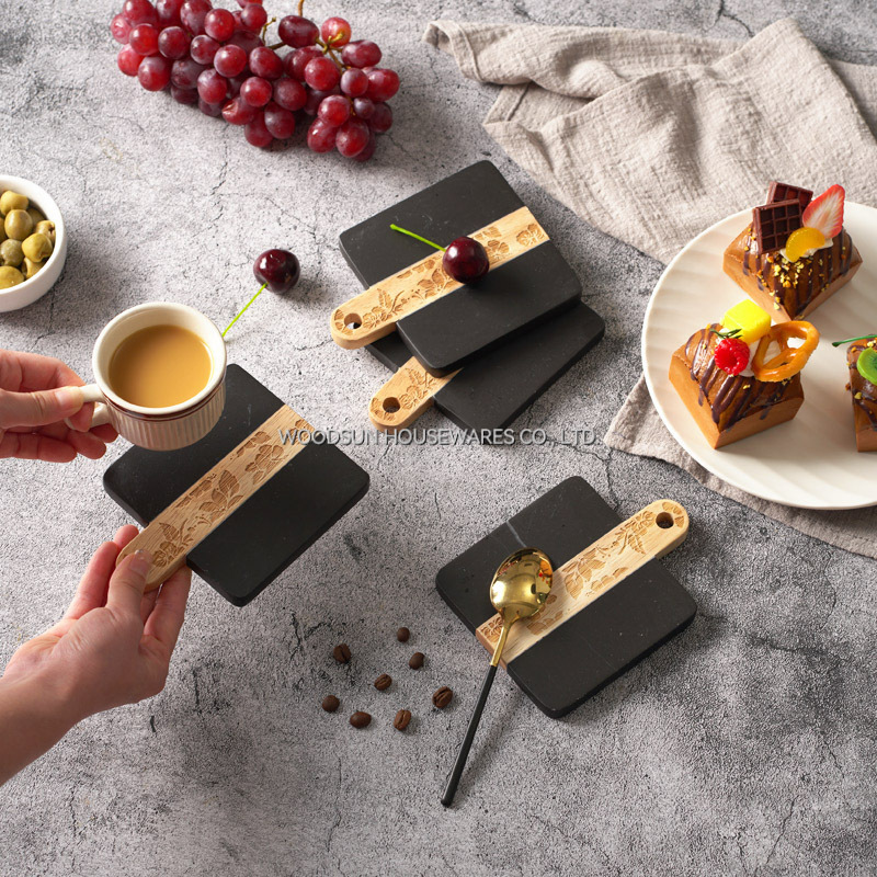 Woodsun 2025 Gift Marble Wood Coaster Natural Mug Coaster Woody