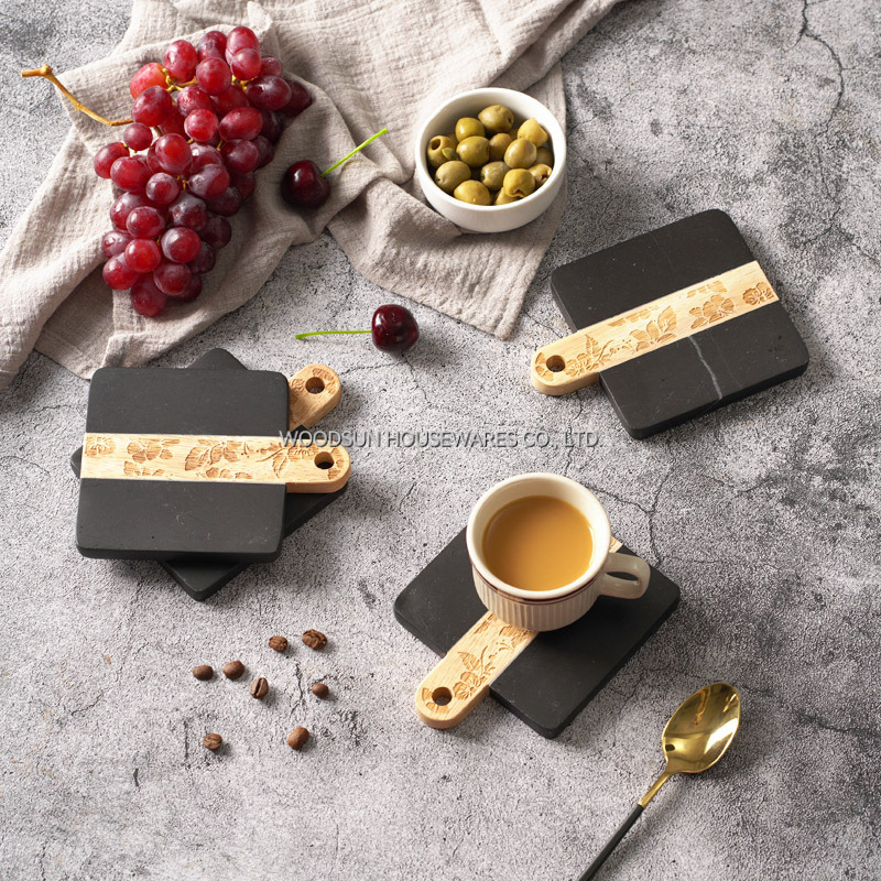 Woodsun 2025 Gift Marble Wood Coaster Natural Mug Coaster Woody