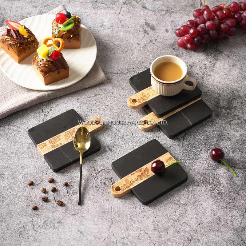 Woodsun 2025 Gift Marble Wood Coaster Natural Mug Coaster Woody