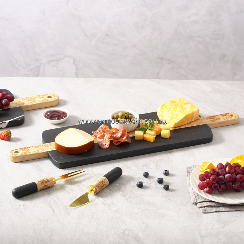 Woodsun Manufacturer Laser Pattern Custom Kitchen Cutting Board Marble Sushi Serving Board For Christmas