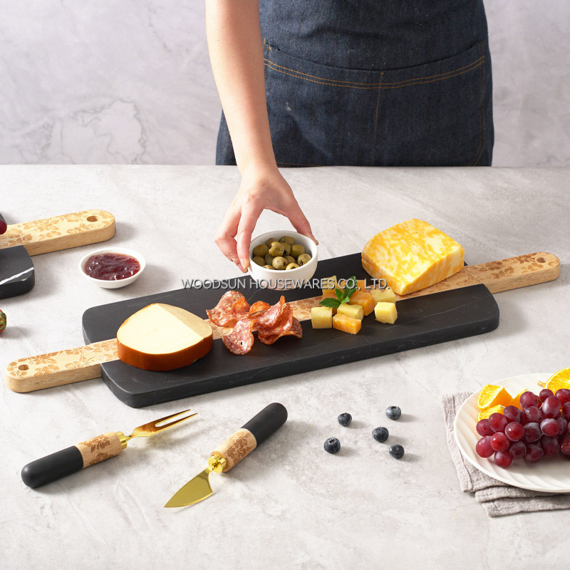 Woodsun Manufacturer Laser Pattern Custom Kitchen Cutting Board Marble Sushi Serving Board For Christmas