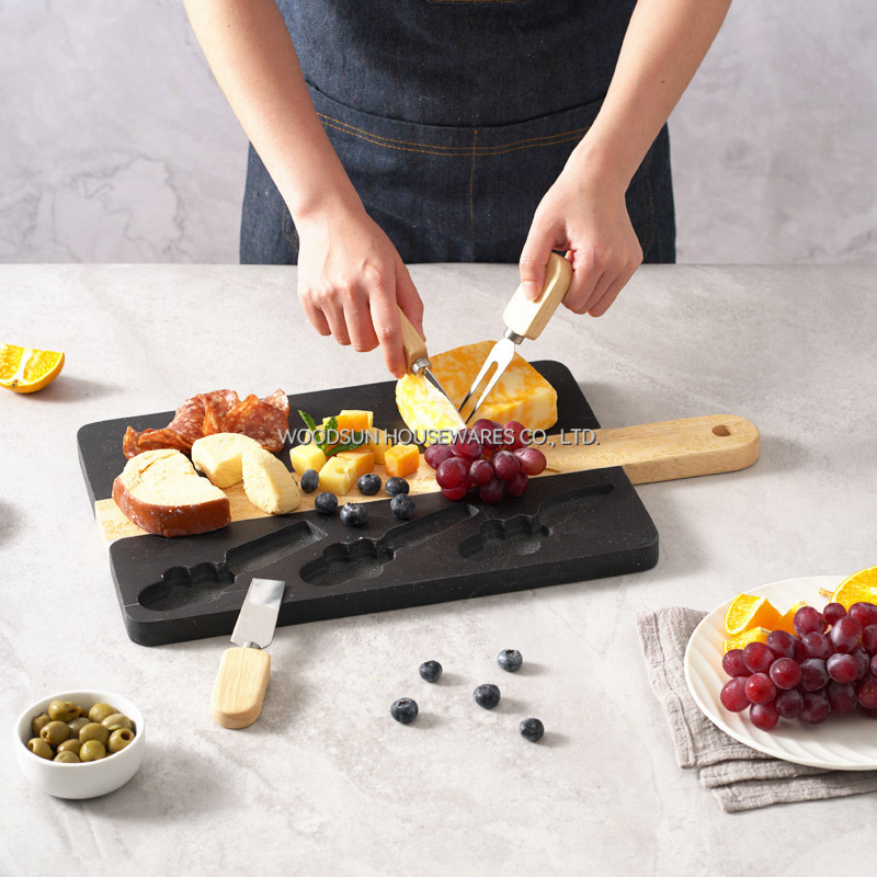 Woodsun Manufacturer Kitchen Party Custom Charcuterie Cheese Knife Board Marble