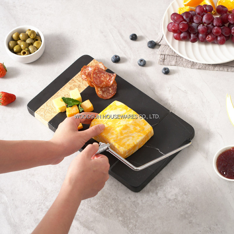 Woodsun Manufacturer Wholesale Cheese Cutting Board Set Marble And Wood Charcuterie Board