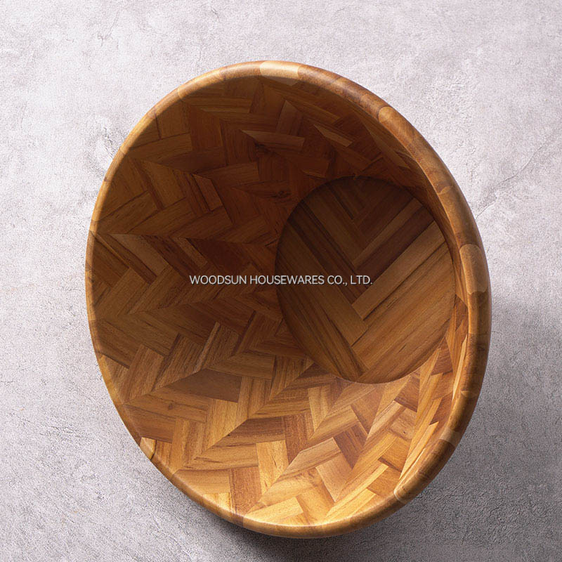 Professional Supplier WOODSUN Acacia Wood Custom Salad Serving Bowl