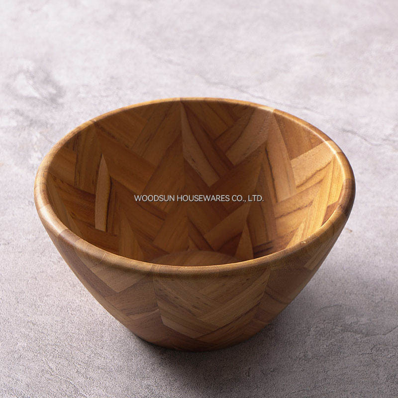 Professional Supplier WOODSUN Acacia Wood Custom Salad Serving Bowl
