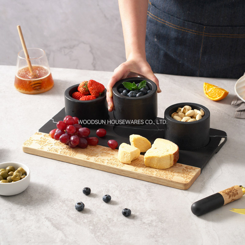 Woodsun New 2025 Food Serv Tray Restaurant Custom With Chip and Dip Bowls