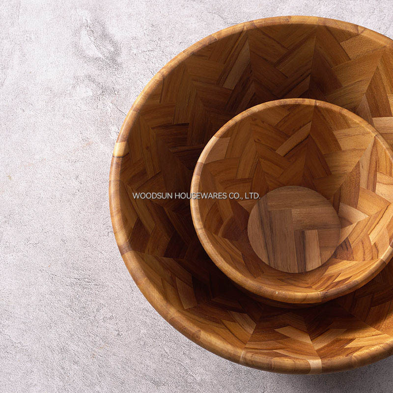 Professional Supplier WOODSUN Acacia Wood Custom Salad Serving Bowl