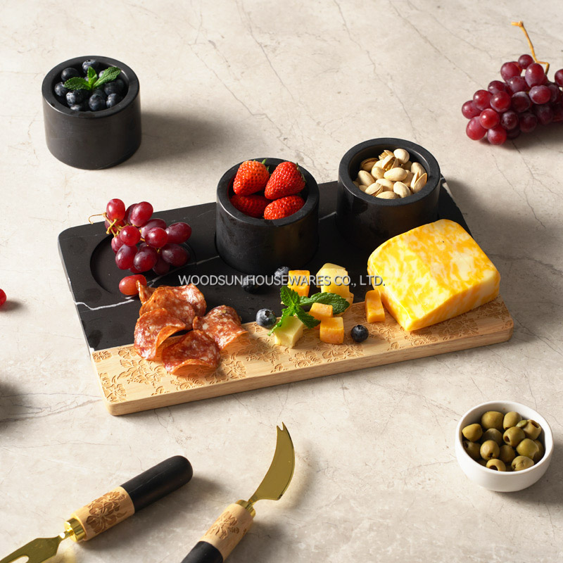 Woodsun New 2025 Food Serv Tray Restaurant Custom With Chip and Dip Bowls
