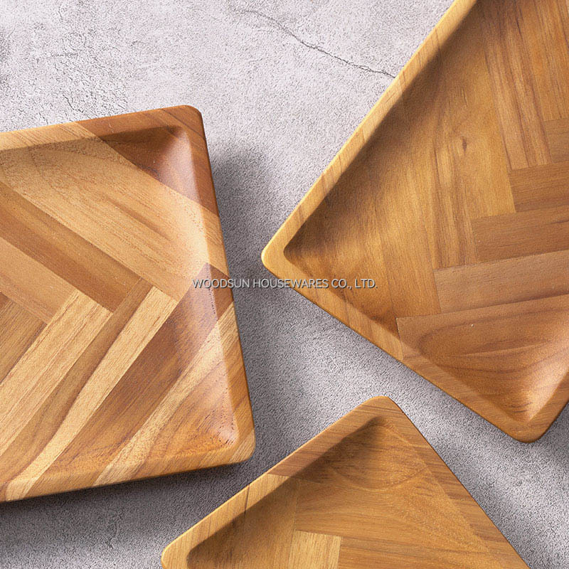 Woodsun Appetizer Serving Plate Wooden Wood Plate for Food Snacks