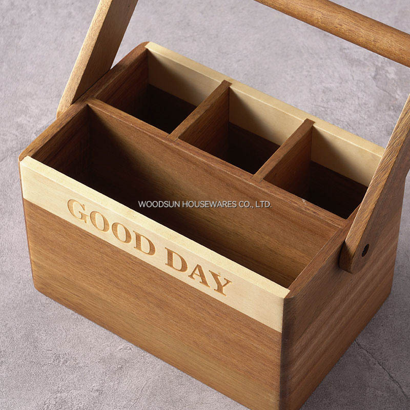 Woodsun Oblique Splicing Fruit Basket Wood With Wooden Handle