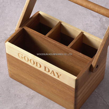 Woodsun Oblique Splicing Fruit Basket Wood With Wooden Handle
