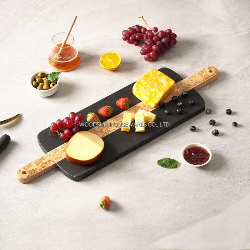 Woodsun Manufacturer Laser Pattern Custom Kitchen Cutting Board Marble Sushi Serving Board For Christmas