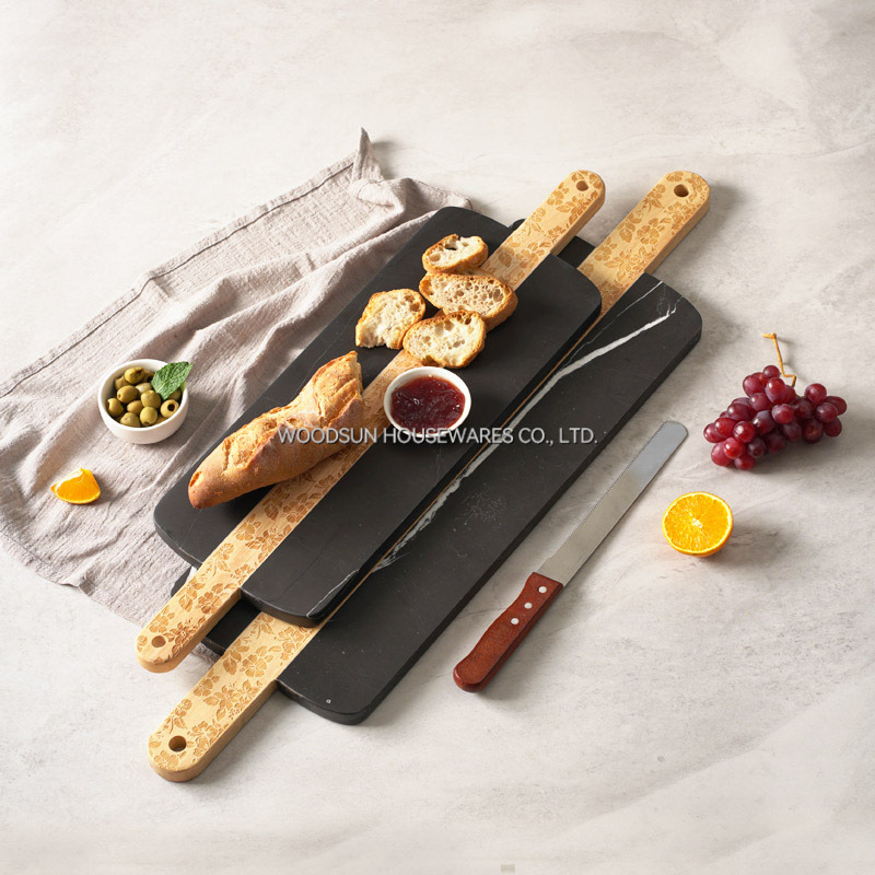 Woodsun Manufacturer Laser Pattern Custom Kitchen Cutting Board Marble Sushi Serving Board For Christmas