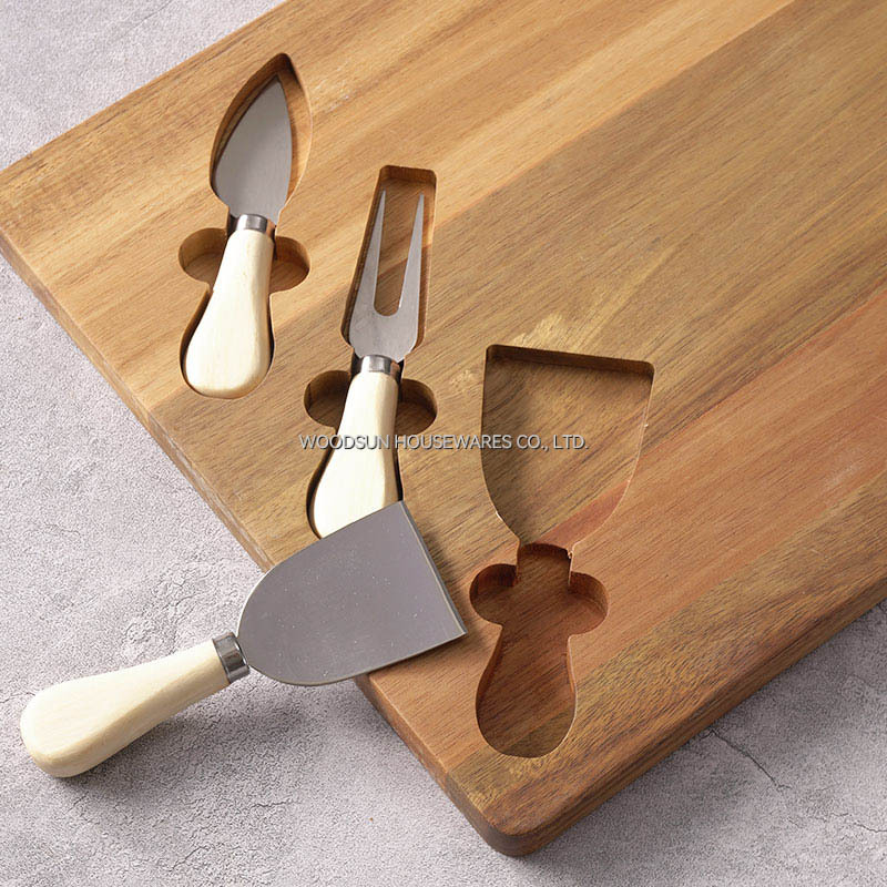 Woodsun Professional Supplier Wholesale Charcuterie Solid Wood Cheese Boards Acacia Tagliere Di Formaggi