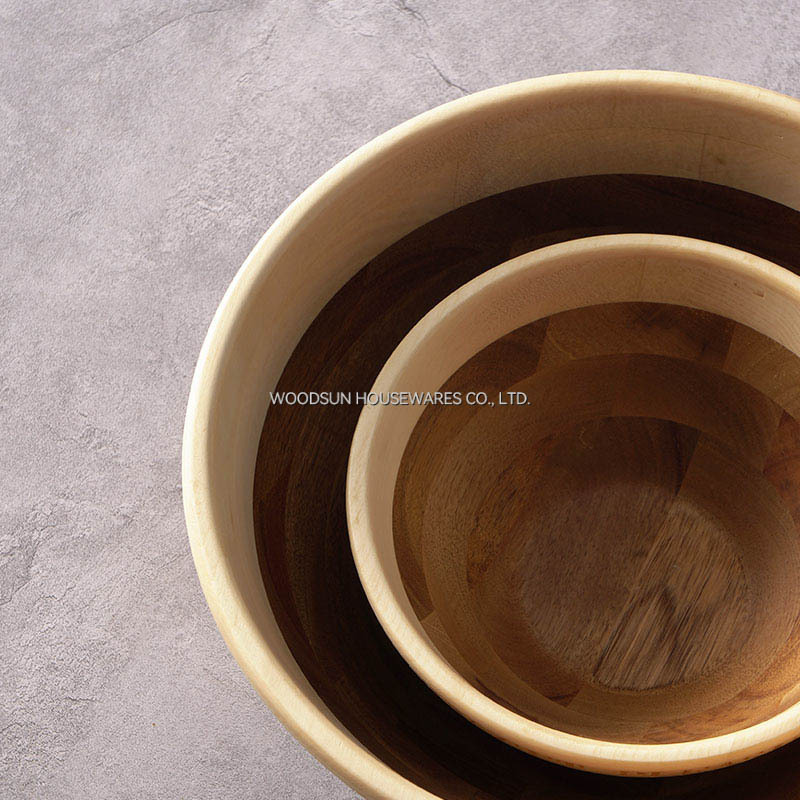 Woodsun Sustainable Acacia Poplar Wooden Kitchen Utensils Set Wooden Salad Bowl
