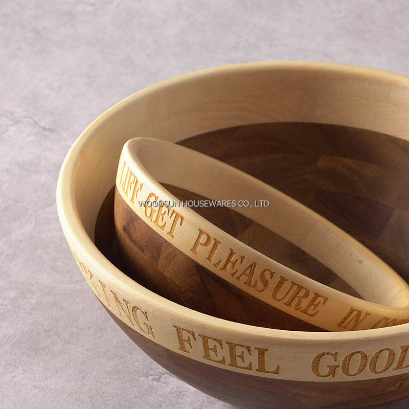 Woodsun Sustainable Acacia Poplar Wooden Kitchen Utensils Set Wooden Salad Bowl