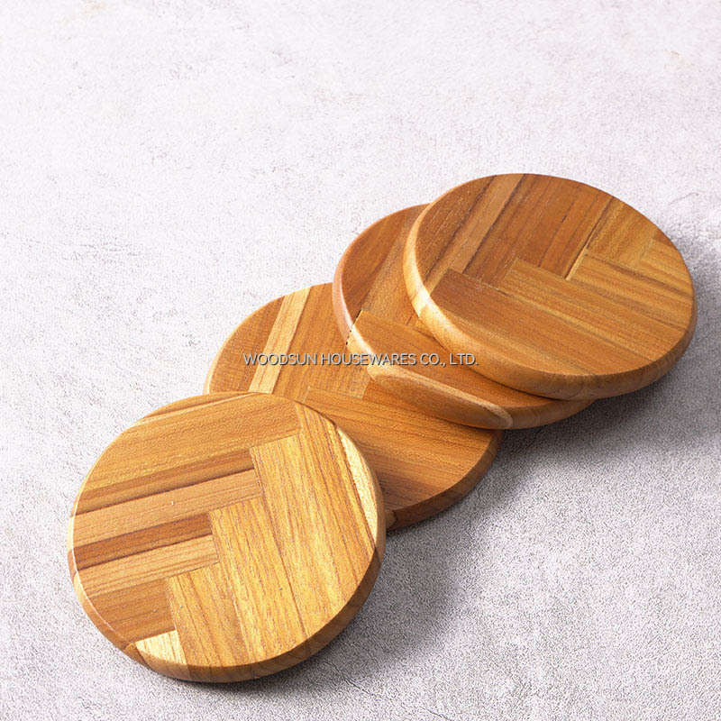 Woodsun Herringbone Custom Drink Coasters Set
