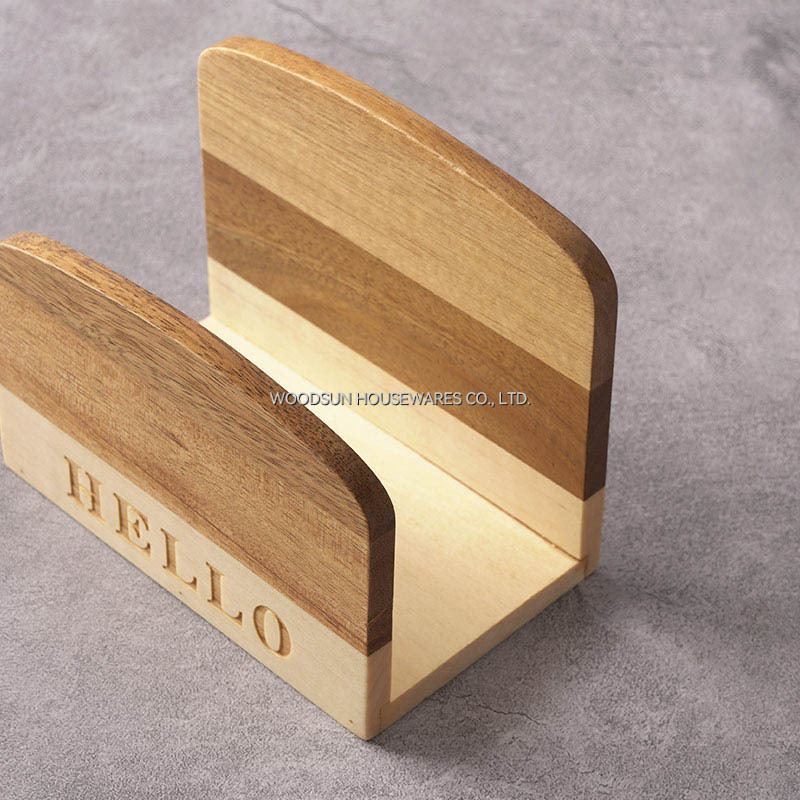 Woodsun Oblique Splicing Tissue Box Wood Serviette Napkin Holders