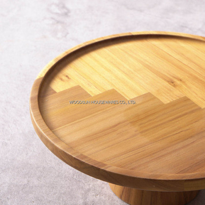 Woodsun Acacia Wood Cake Trays Wooden Plates Stand for Food
