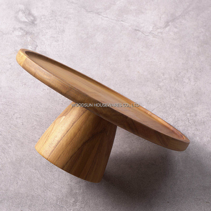 Woodsun Acacia Wood Cake Trays Wooden Plates Stand for Food
