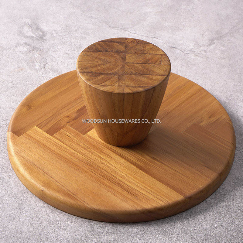 Woodsun Acacia Wood Cake Trays Wooden Plates Stand for Food
