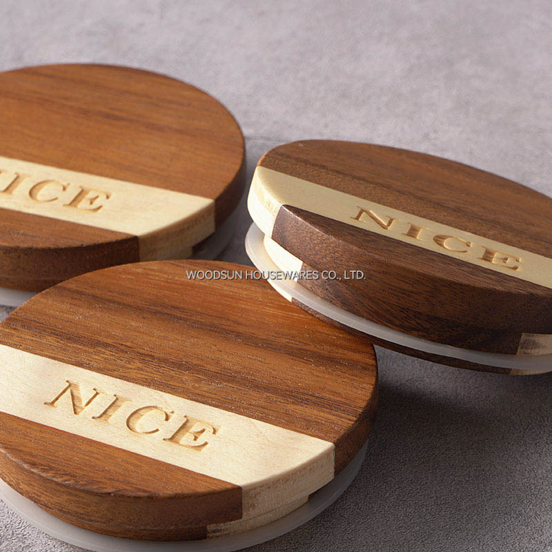 Woodsun Acacia Poplar Wood Wood Canister Tea Containers With Lids