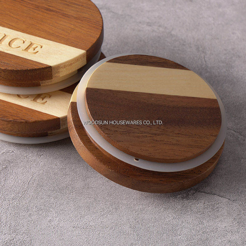 Woodsun Acacia Poplar Wood Wood Canister Tea Containers With Lids