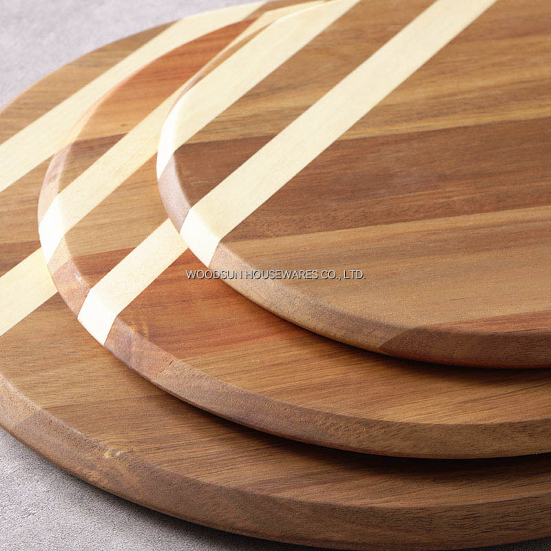 Woodsun Acacia Wood Chopping Block Poplar Cutting Pizza Serving Board Houten Pizzabord