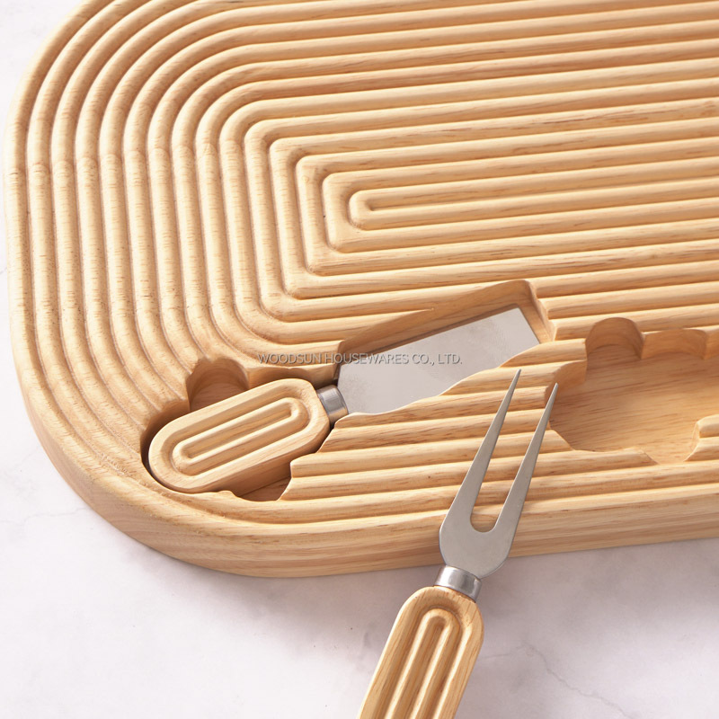 Woodsun 2025 Gift Modern Stripes Custom Shape Charcuterie Cheese Board For Friends