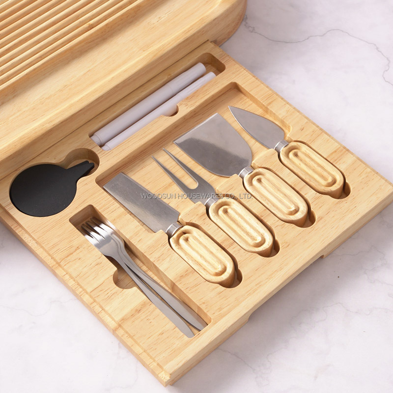 Woodsun 2025 Gift Modern Stripes Cheese Board Knife Set Cheese Trays