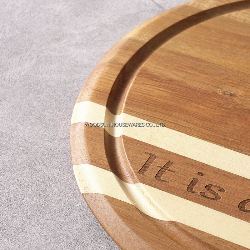 Professional Supplier WoodSun Poplar Acacia Wood Cheese Board Round Cheese Dome With Glass Cover