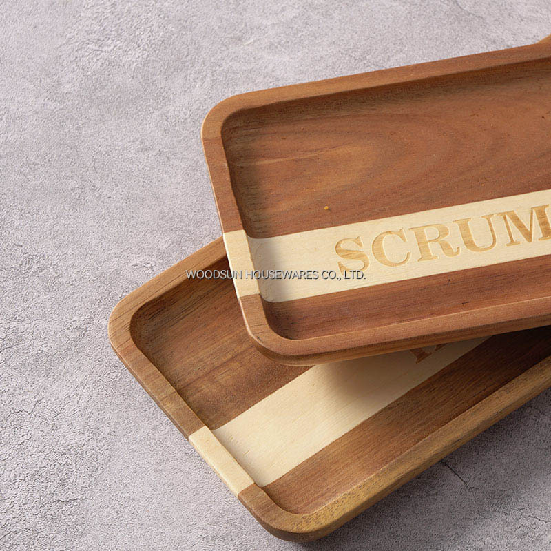 Woodsun Acacia Wood Snack Plates for Christmas Gift