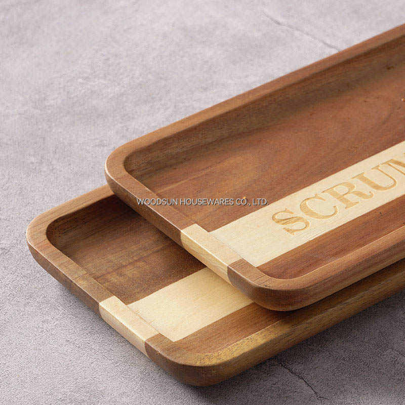 Woodsun Acacia Wood Snack Plates for Christmas Gift