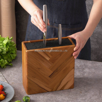 Woodsun Universal Wooden Knife Block Kitchen 2025