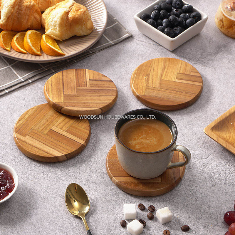 Woodsun Herringbone Custom Drink Coasters Set